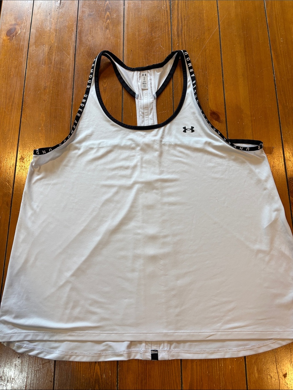 Under Armour White Racerback Tank with Black Trim Women’s Size XL